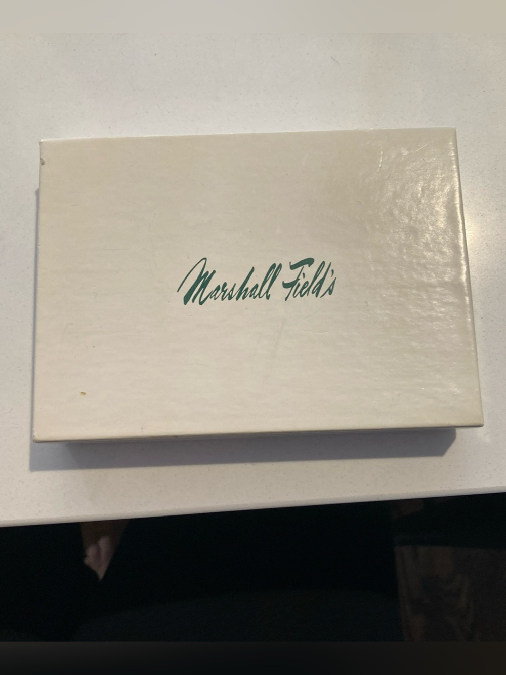 Marshall Fields White Gift Box with Green Logo